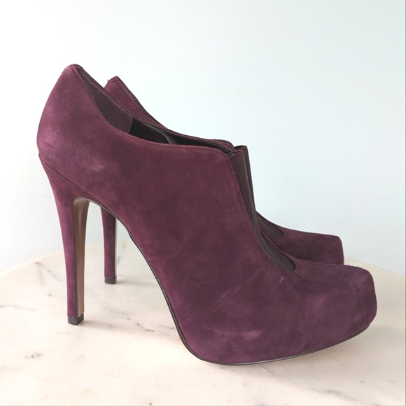 BCBGeneration Priyah Burgundy Suede Leather Heeled Bootie - Picture 2 of 12